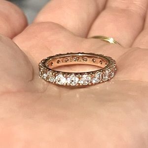Authentic Pandora Rose Gold Sparkling Row Eternity Ring (US 7, EUR 54)